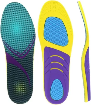 1Pair Sports Insoles for Men Women Breathable Shock Absorbing PU Shoe Pads with Arch Support for Running Hiking and