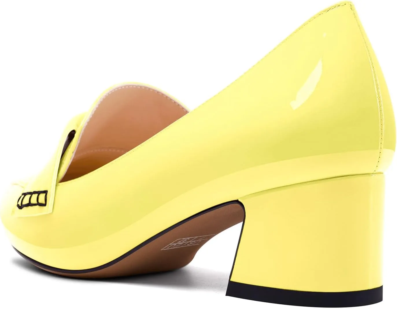 Aachcol Womens Chunky Block Low Heel Pointed Toe Pumps Slip-on Loafers Shoes Prom Office Dress Basic Classic Patent Leather 2.0 Inches Heels