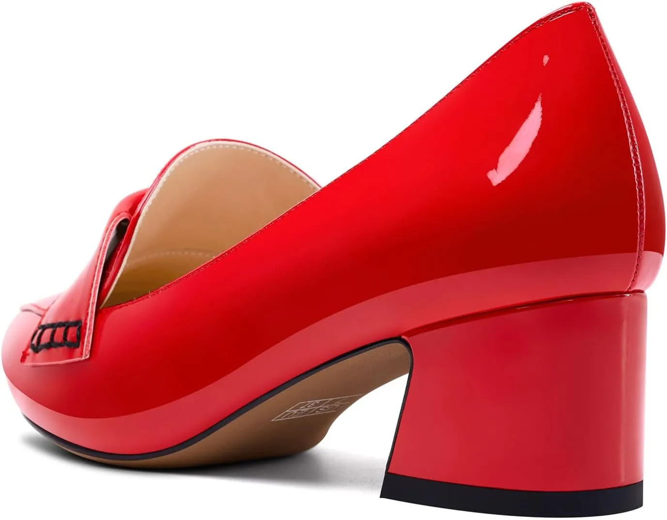 Aachcol Womens Chunky Block Low Heel Pointed Toe Pumps Slip-on Loafers Shoes Prom Office Dress Basic Classic Patent Leather 2.0 Inches Heels