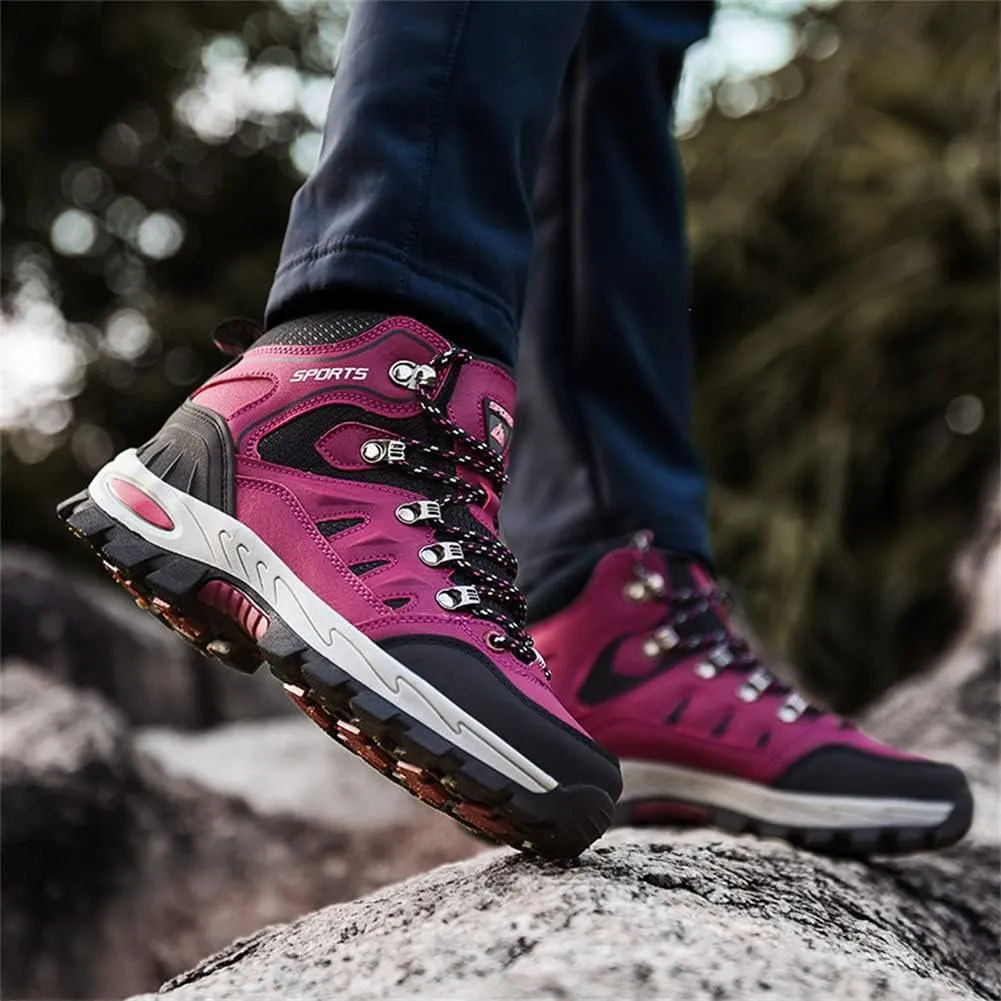 ailishabroy Men's Outdoor Kihing Shoes Lightweight Work Ankle Boots Mid-Top Outdoor Backpacking Camping Shock-Absorbing Shoes for Men
