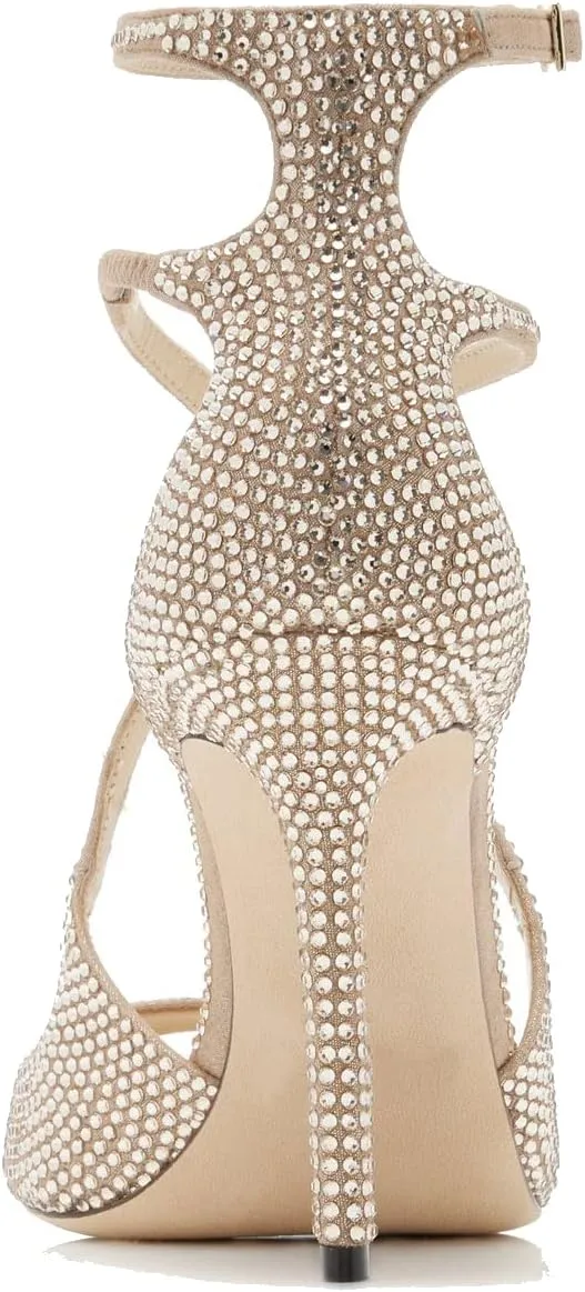 Arqa Square Toe Heeled Sandals Ankle Buckle High Heels Wedding Party Dress Stilettos