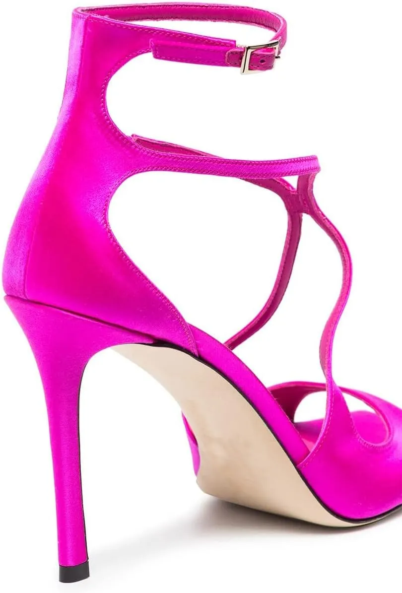 Arqa Square Toe Heeled Sandals Ankle Buckle High Heels Wedding Party Dress Stilettos