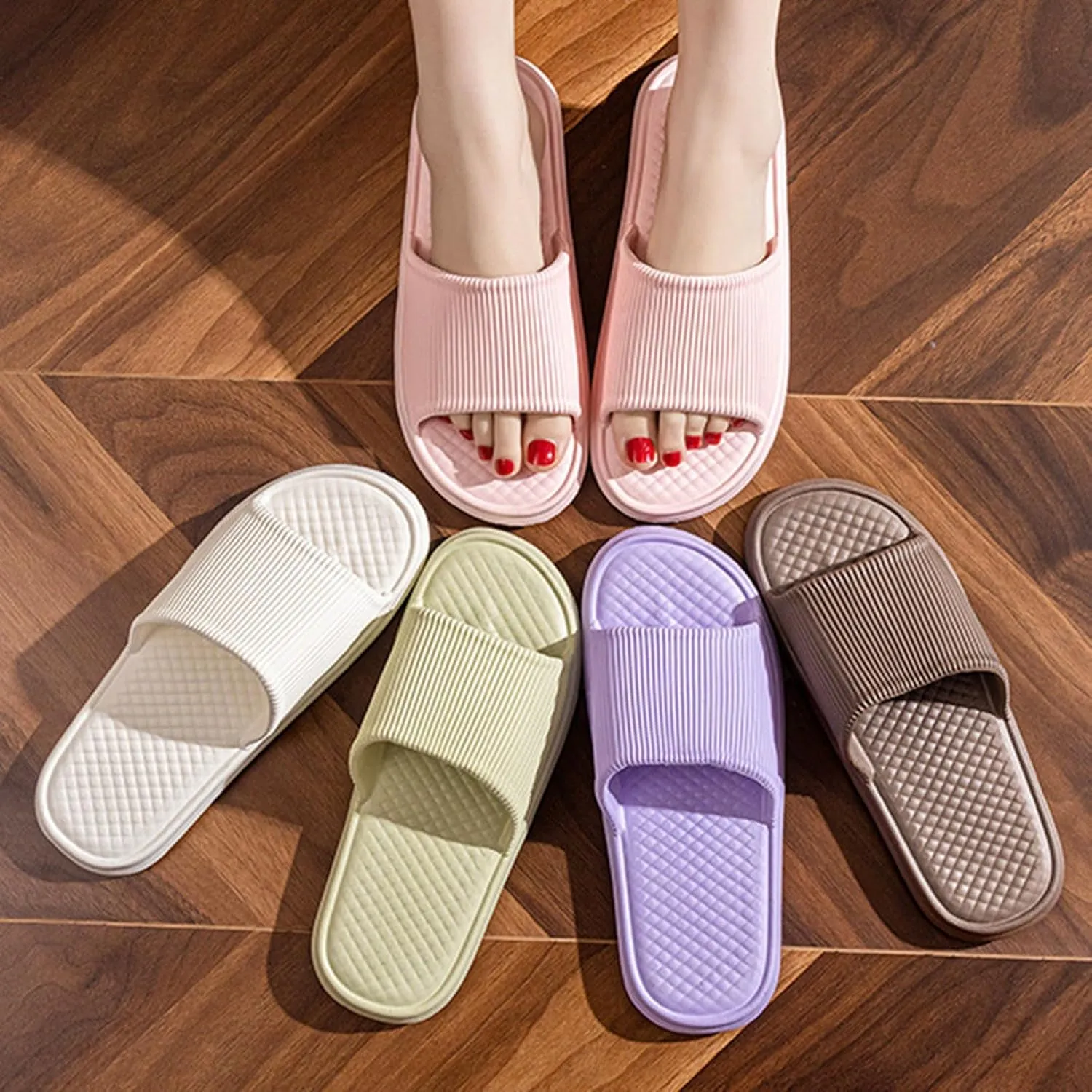Bath Slippers Shower Shoes for Living Room Pool Beach Spa Public Showers Pillow Slippers for Women and Men