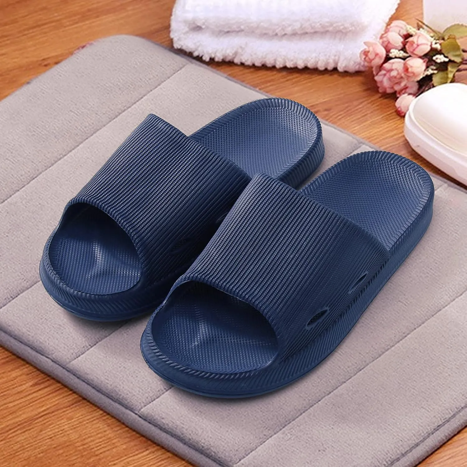 Bathroom Slippers Women and Men Non Slip Slides Shower Shoes for Living Room Pool Beach Spa Public Showers