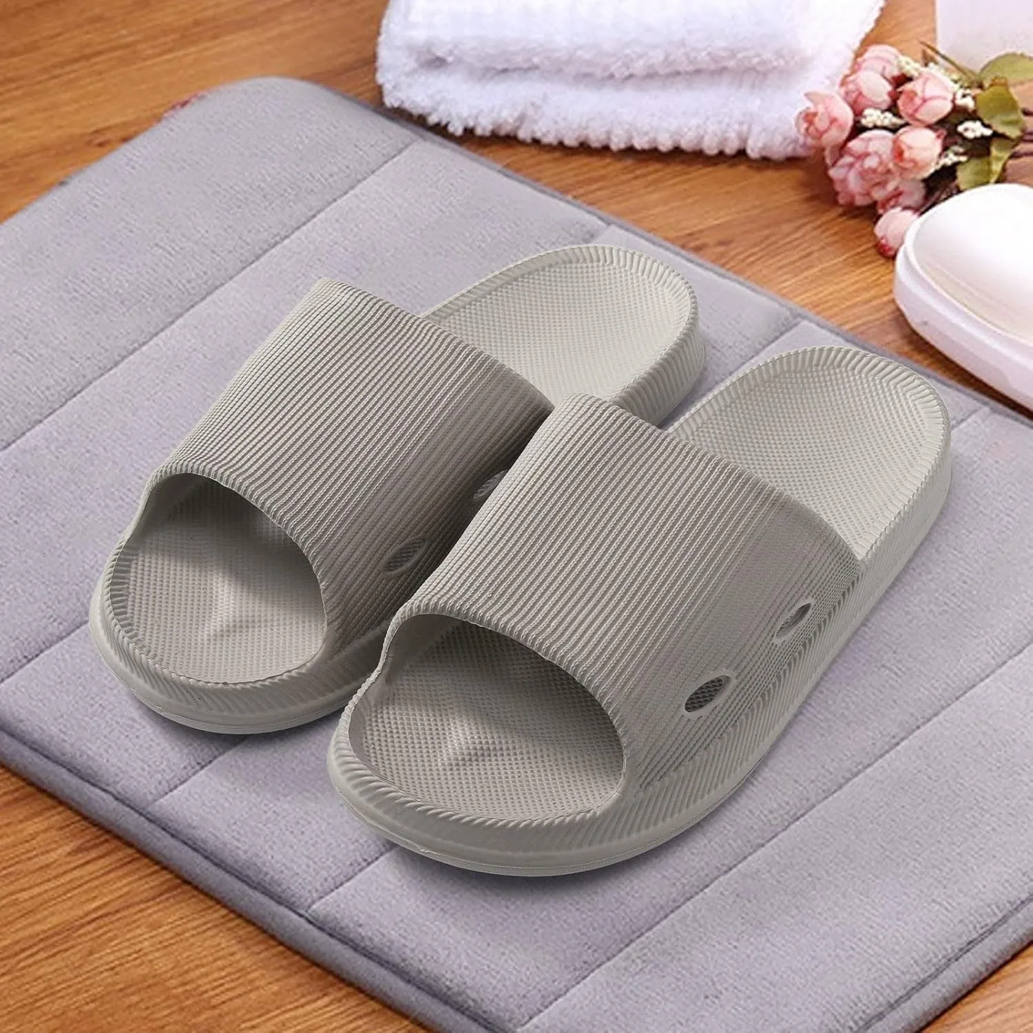 Bathroom Slippers Women and Men Non Slip Slides Shower Shoes for Living Room Pool Beach Spa Public Showers