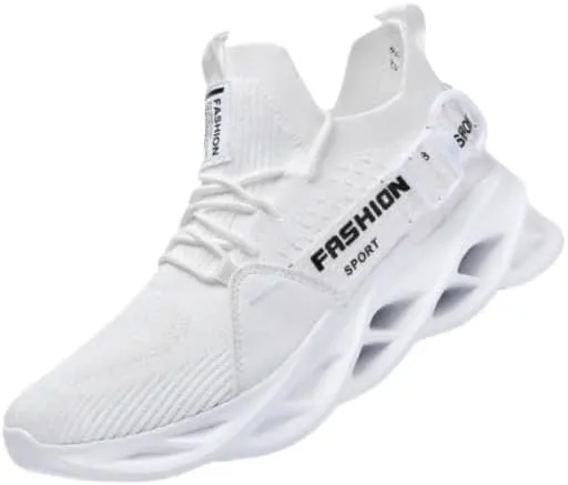 Big Size Comfy Running Shoes Breathable Men's Woven Knit Running Shoes - Shock Absorption Comfy Non Slip Lace Up Sneakers for Outdoor Activities