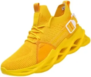 Big Size Comfy Running Shoes Breathable Men's Woven Knit Running Shoes - Shock Absorption Comfy Non Slip Lace Up Sneakers for Outdoor Activities