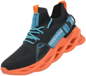 Big Size Comfy Running Shoes Breathable Men's Woven Knit Running Shoes - Shock Absorption Comfy Non Slip Lace Up Sneakers for Outdoor Activities