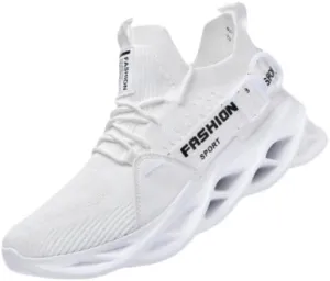 Big Size Comfy Running Shoes Breathable Men's Woven Knit Running Shoes - Shock Absorption Comfy Non Slip Lace Up Sneakers for Outdoor Activities