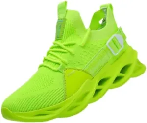 Big Size Comfy Running Shoes Breathable Men's Woven Knit Running Shoes - Shock Absorption Comfy Non Slip Lace Up Sneakers for Outdoor Activities