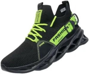 Big Size Comfy Running Shoes Breathable Men's Woven Knit Running Shoes - Shock Absorption Comfy Non Slip Lace Up Sneakers for Outdoor Activities