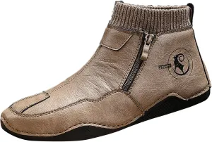 Boys PU Ankle Boots Autumn Winter Warm Boots Casual Shoes Outdoor Casual Shoes Low Heel Boots Men