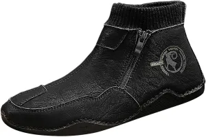 Boys PU Ankle Boots Autumn Winter Warm Boots Casual Shoes Outdoor Casual Shoes Low Heel Boots Men