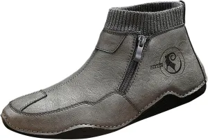 Boys PU Ankle Boots Autumn Winter Warm Boots Casual Shoes Outdoor Casual Shoes Low Heel Boots Men