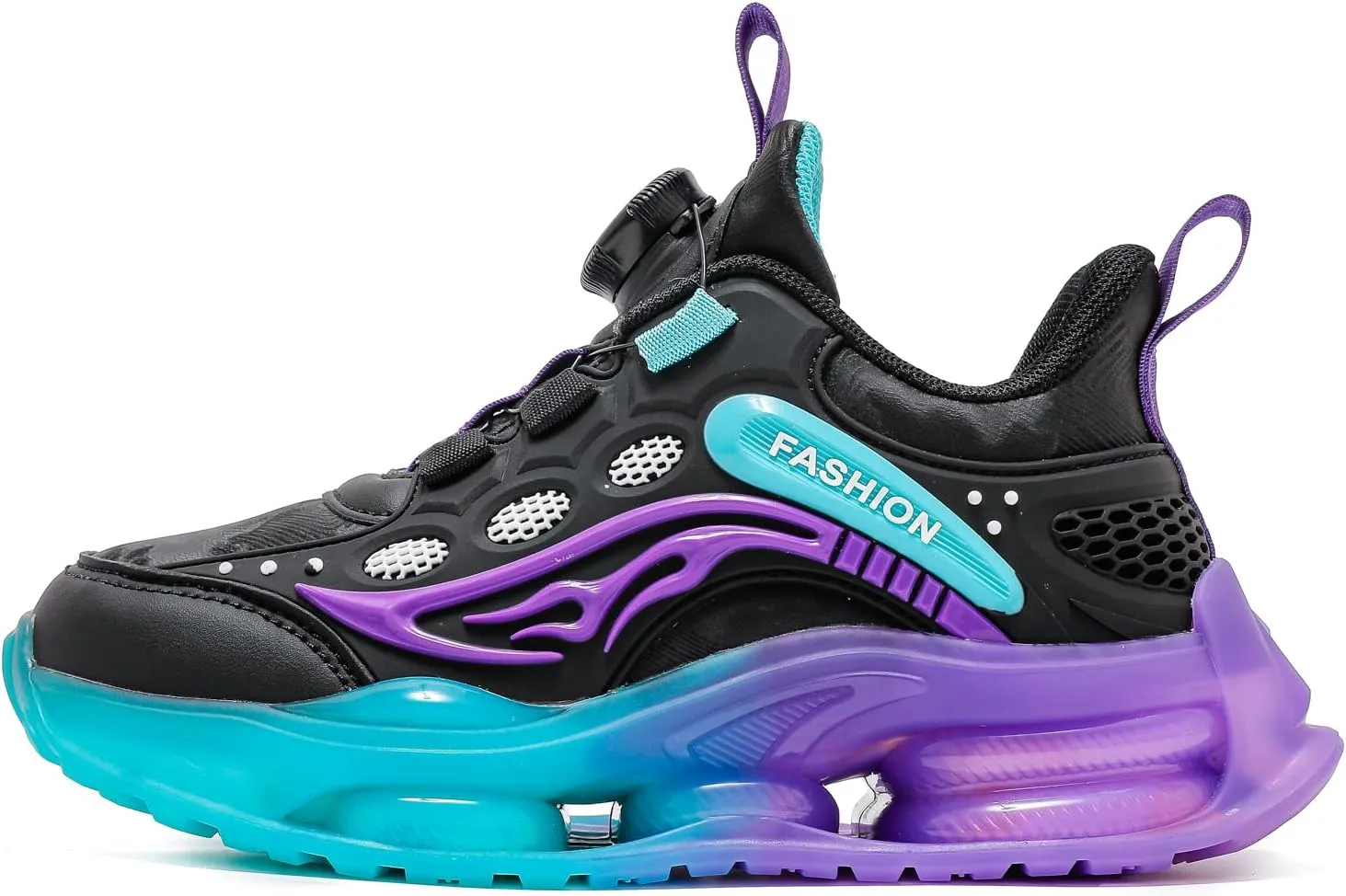 Children's Spring and Autumn Rotating Buckle, Easy to Wear and Breathable Mesh Upper and Shock Absorbing Outsole Sports Shoes