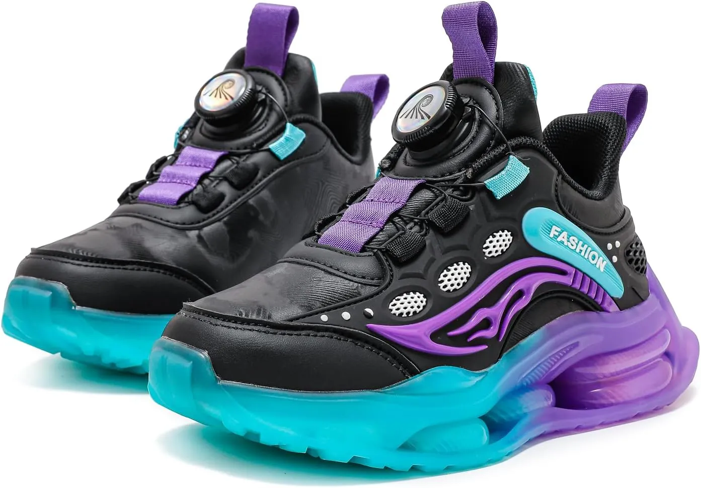 Children's Spring and Autumn Rotating Buckle, Easy to Wear and Breathable Mesh Upper and Shock Absorbing Outsole Sports Shoes