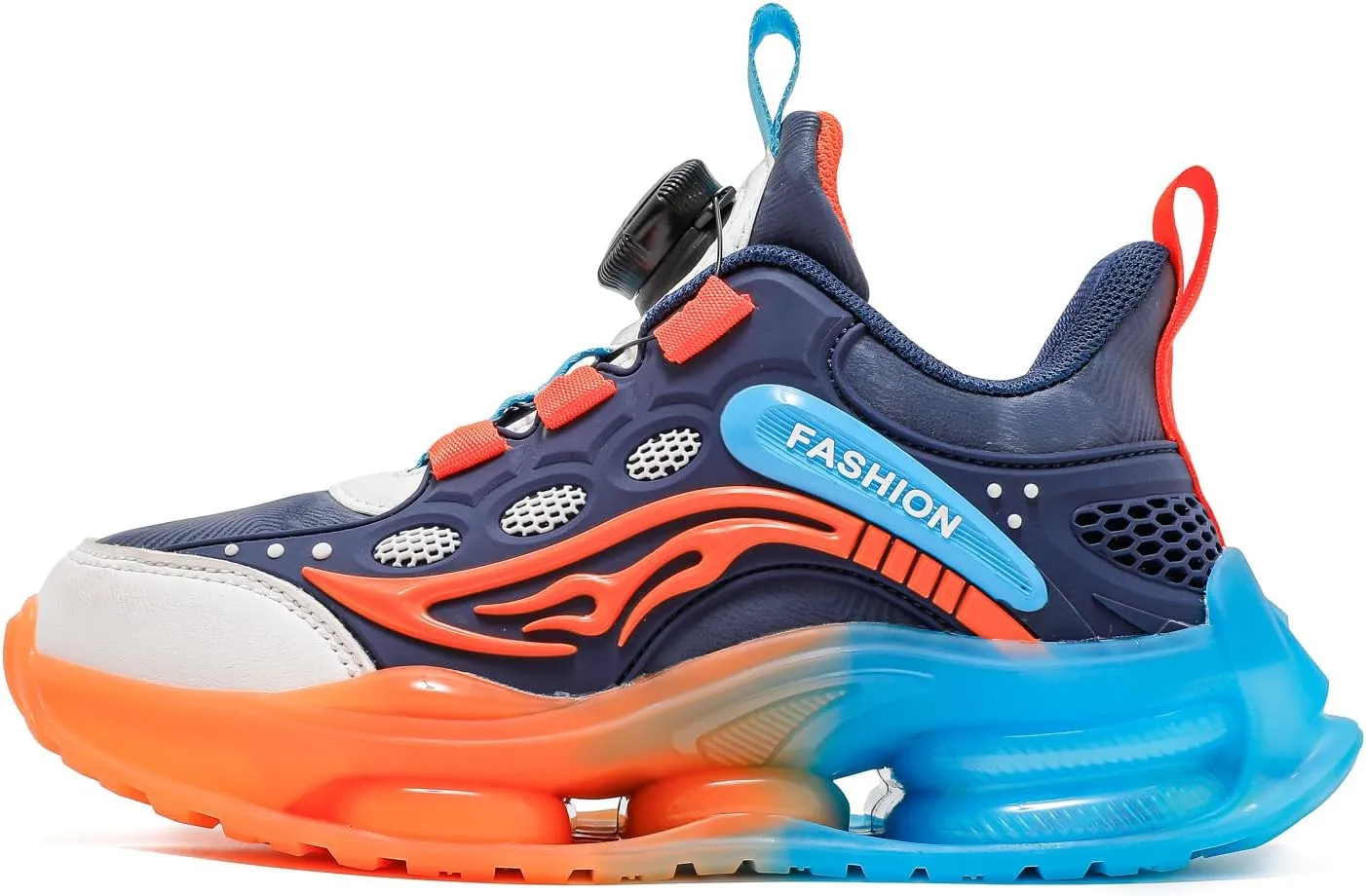 Children's Spring and Autumn Rotating Buckle, Easy to Wear and Breathable Mesh Upper and Shock Absorbing Outsole Sports Shoes