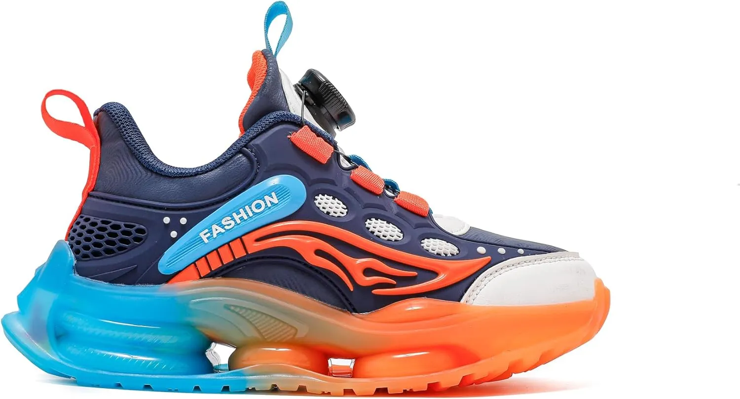 Children's Spring and Autumn Rotating Buckle, Easy to Wear and Breathable Mesh Upper and Shock Absorbing Outsole Sports Shoes