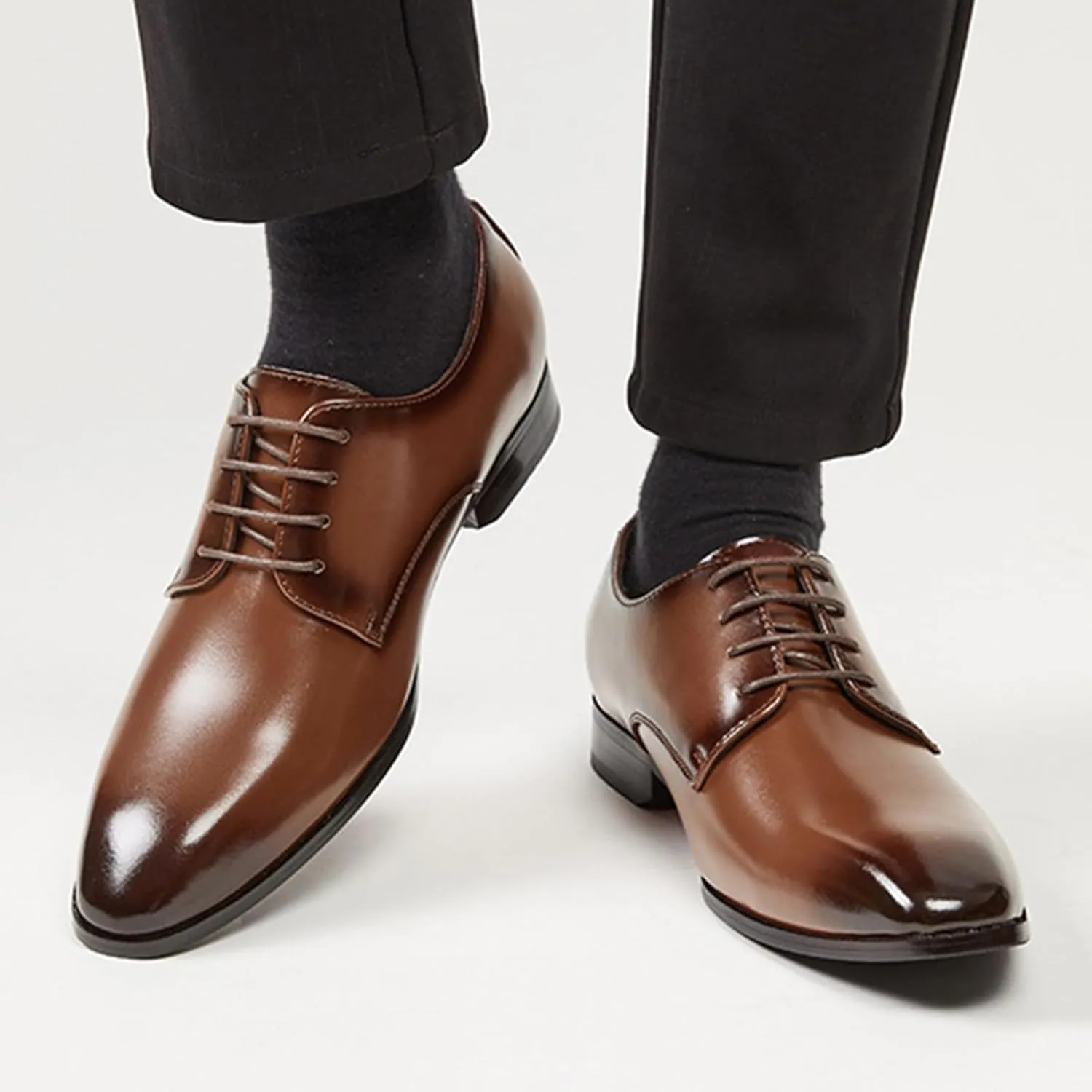 Classic Business Pointed Toe Leather Shoes Italian Luxury Men's Luxury Dress Shoes Elegant Wedding Prom Non-Slip Oxford Genuine Leather