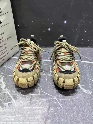 Color-Blocked Comfy Trendy Platform Shoes for Outdoor Walking Jogging Camping, All Seasons Men's Lace Up Sneakers