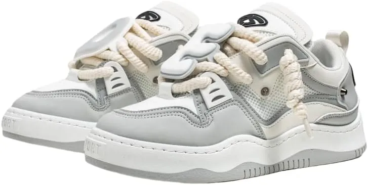 Comfy Trendy Platform Shoes for Outdoor Walking Jogging, All Seasons Men's Lace Up Sneakers