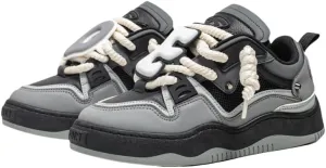 Comfy Trendy Platform Shoes for Outdoor Walking Jogging, All Seasons Men's Lace Up Sneakers
