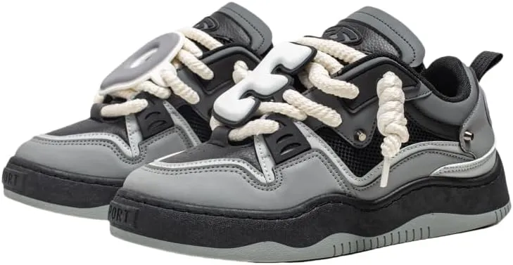 Comfy Trendy Platform Shoes for Outdoor Walking Jogging, All Seasons Men's Lace Up Sneakers