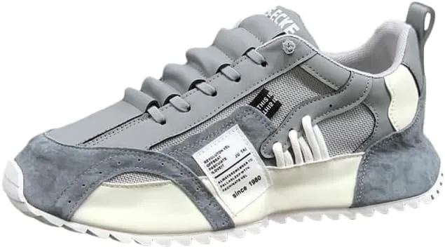 Comfy Trendy Platform Shoes for Outdoor Walking Jogging Camping, All Seasons Men's Lace Up Sneakers