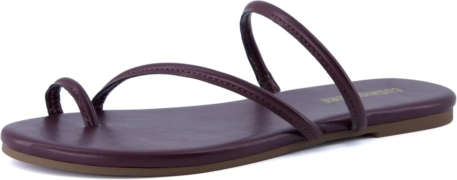 CUSHIONAIRE Resort Womens Minimalist Strappy Sandals  Lightweight Summer Flat Sandals with Cushioned Footbed