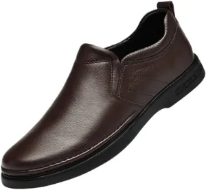 Genuine Leather Men’s Slip-On Shoes, Luxury Driving Flats, Waterproof Business Formal Shoes