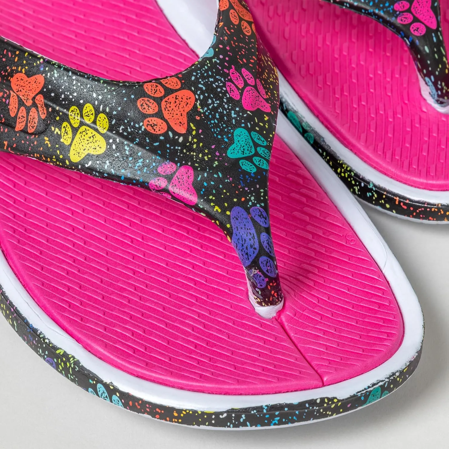 GreaterGood Pawsitively Comfy Flip Flops Lightweight Thong Sole Shock Absorbing Non Slip Pet Print Beach Pool Casual Gifts for Women