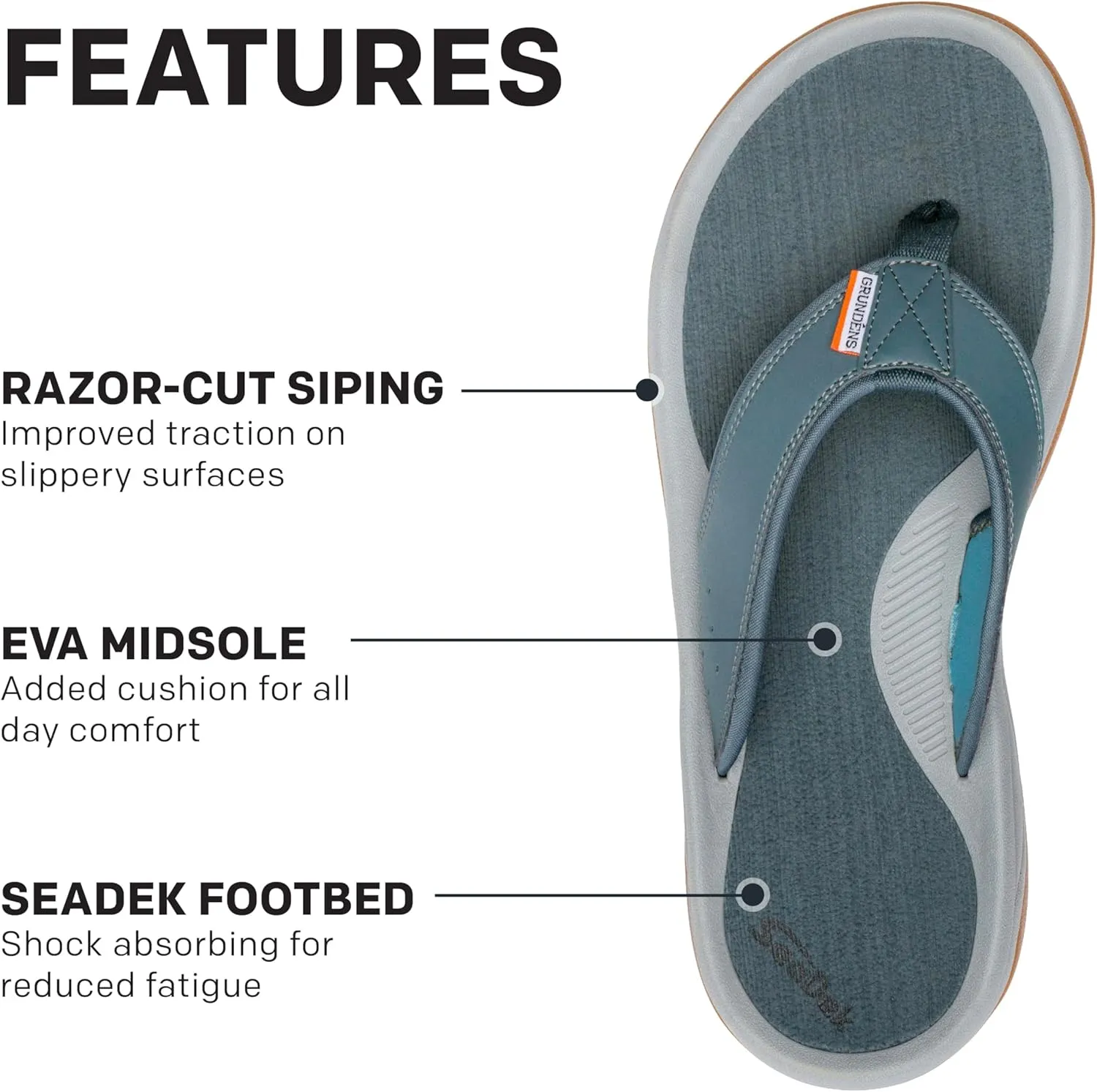 Grundns Mens DECK-BOSS Sandal | Durable, Supportive