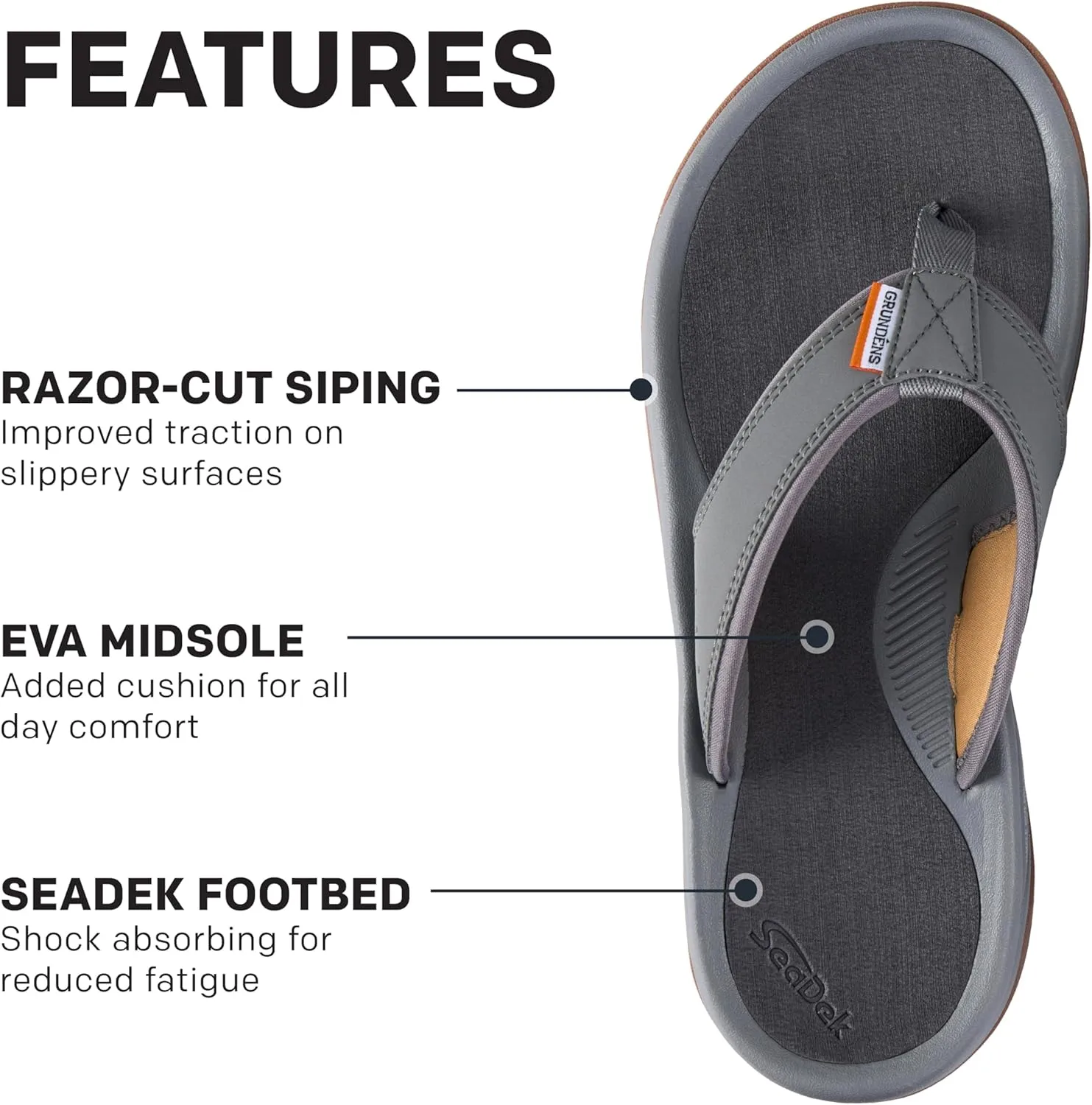 Grundns Mens DECK-BOSS Sandal | Durable, Supportive
