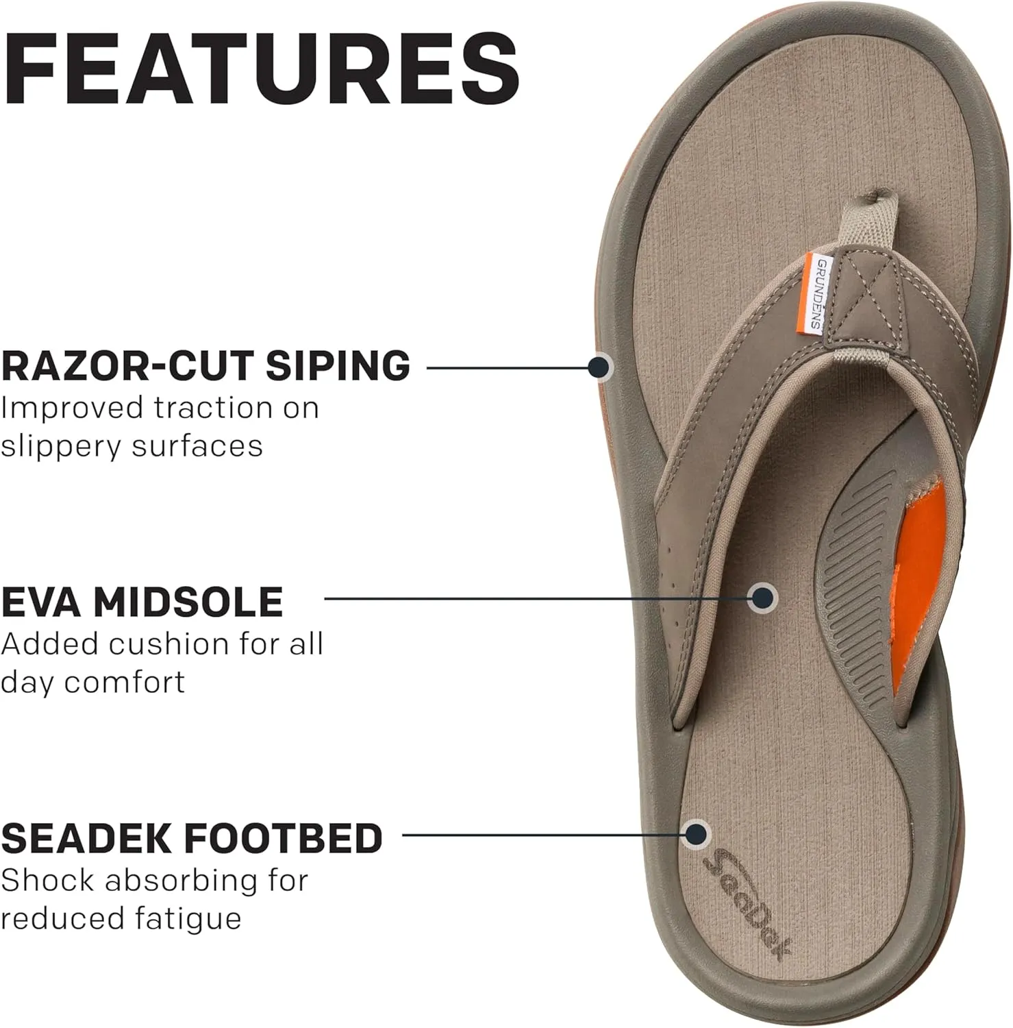 Grundns Mens DECK-BOSS Sandal | Durable, Supportive