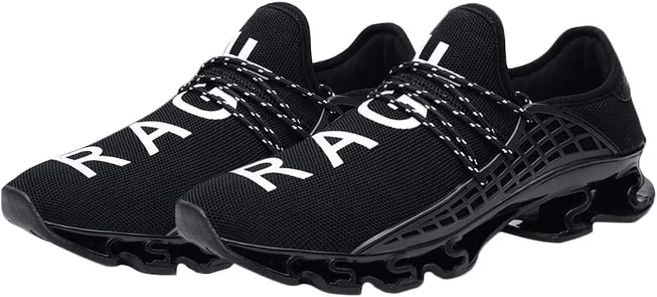 Happyyami Sports Shoes for Men Breathable Gym Shoes Blade Sneakers Shock-absorbing Casual Shoes for Outdoor (Black, 5.5US)