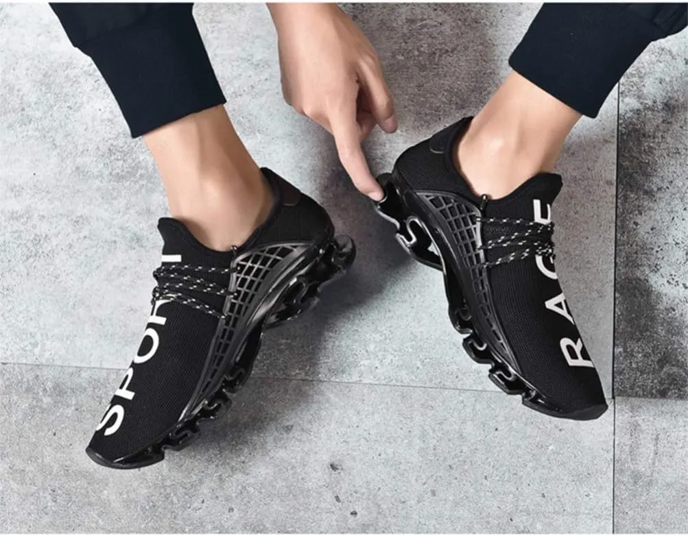 Happyyami Sports Shoes for Men Breathable Gym Shoes Blade Sneakers Shock-absorbing Casual Shoes for Outdoor (Black, 5.5US)