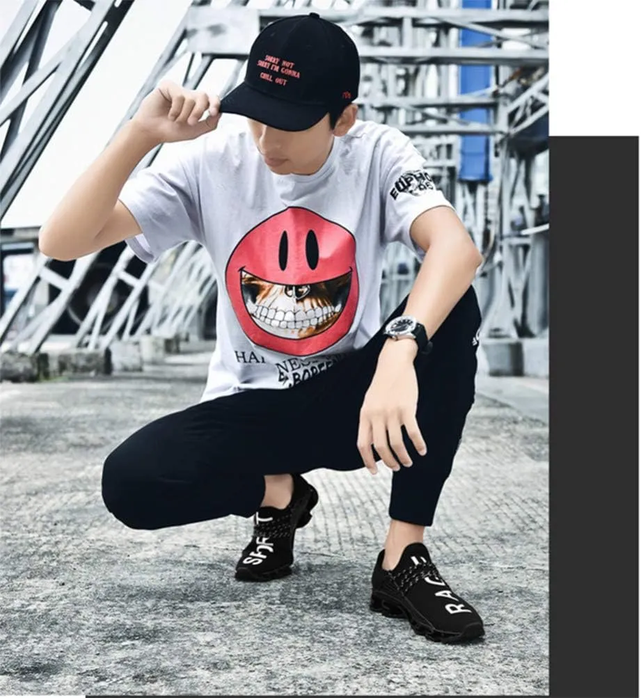Happyyami Sports Shoes for Men Breathable Gym Shoes Blade Sneakers Shock-absorbing Casual Shoes for Outdoor (Black, 5.5US)