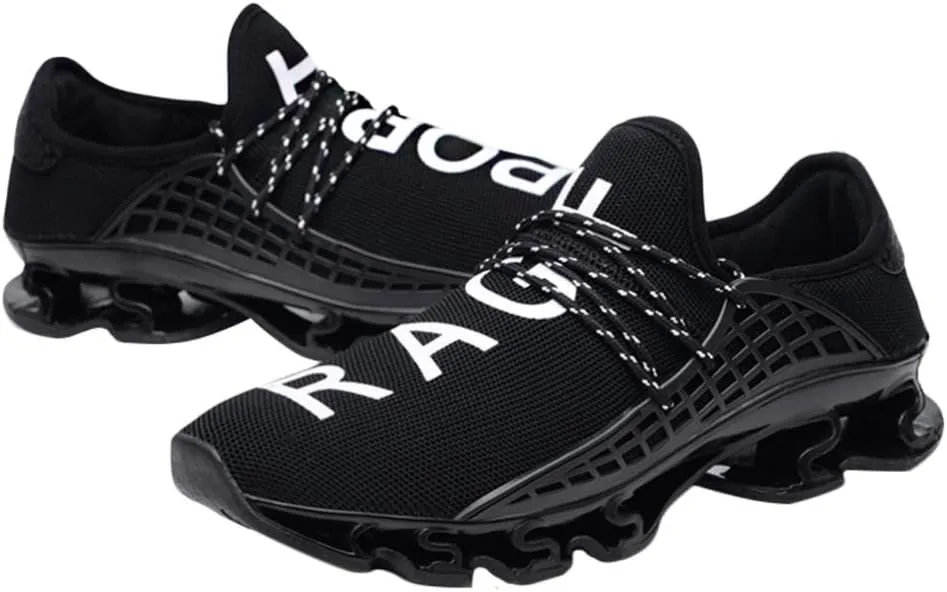 Happyyami Sports Shoes for Men Breathable Gym Shoes Blade Sneakers Shock-absorbing Casual Shoes for Outdoor (Black, 5.5US)