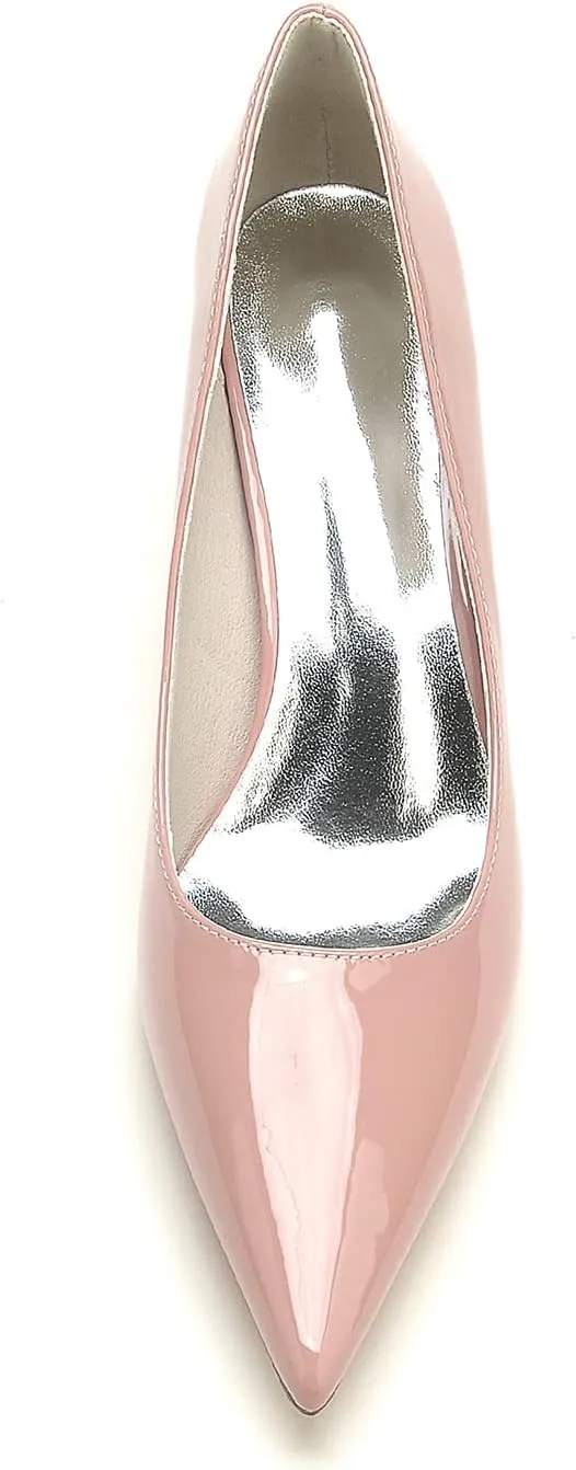 Heeled Sandal Patent Leather Shoes for Women Heels Pointed Toe Closed Toe Sandals Pumps with Kitten Heel Wedding Dress Shoes for Bride