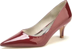 Heeled Sandal Patent Leather Shoes for Women Heels Pointed Toe Closed Toe Sandals Pumps with Kitten Heel Wedding Dress Shoes for Bride