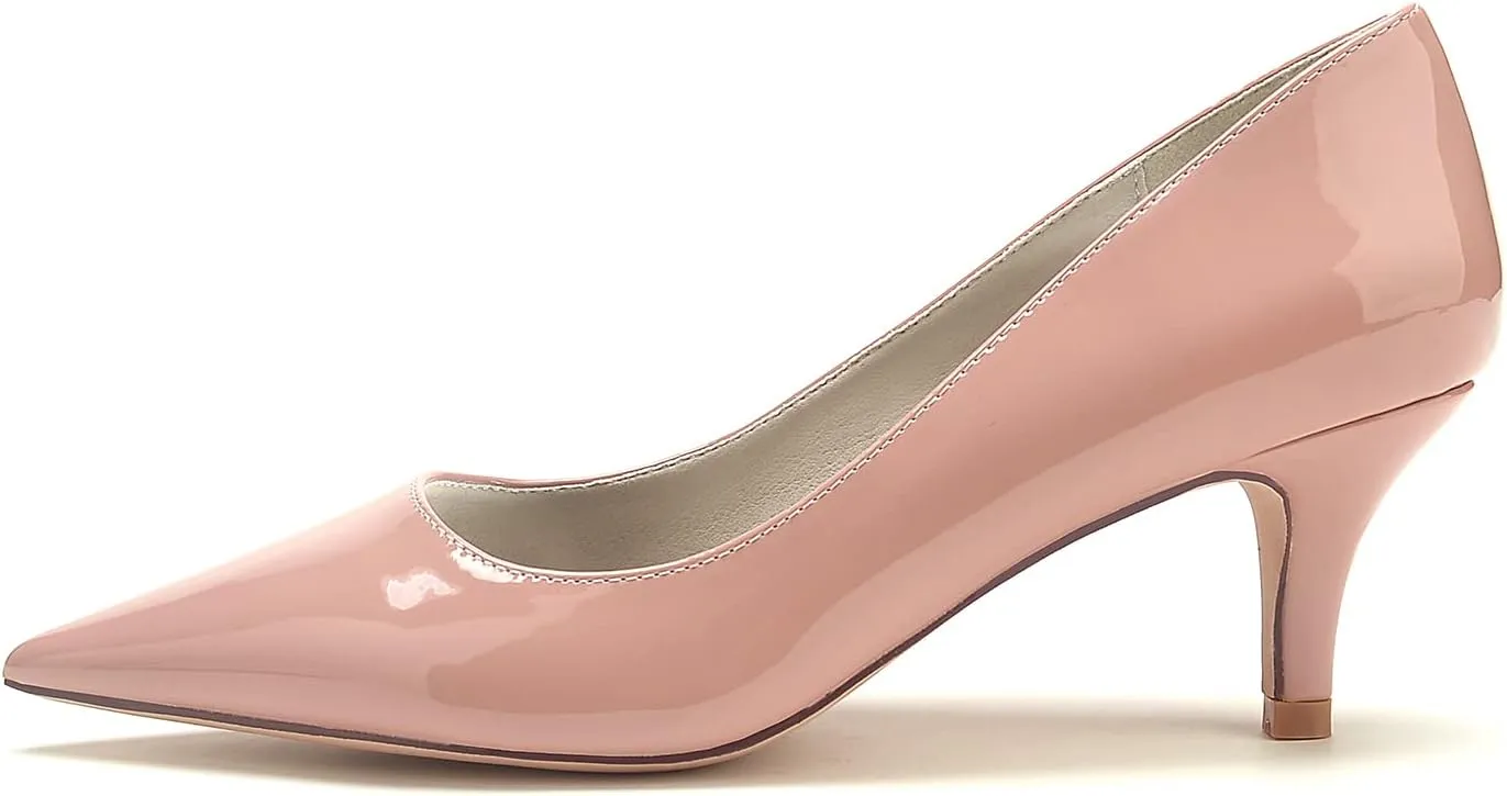 Heeled Sandal Patent Leather Shoes for Women Heels Pointed Toe Closed Toe Sandals Pumps with Kitten Heel Wedding Dress Shoes for Bride