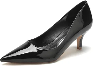 Heeled Sandal Patent Leather Shoes for Women Heels Pointed Toe Closed Toe Sandals Pumps with Kitten Heel Wedding Dress Shoes for Bride