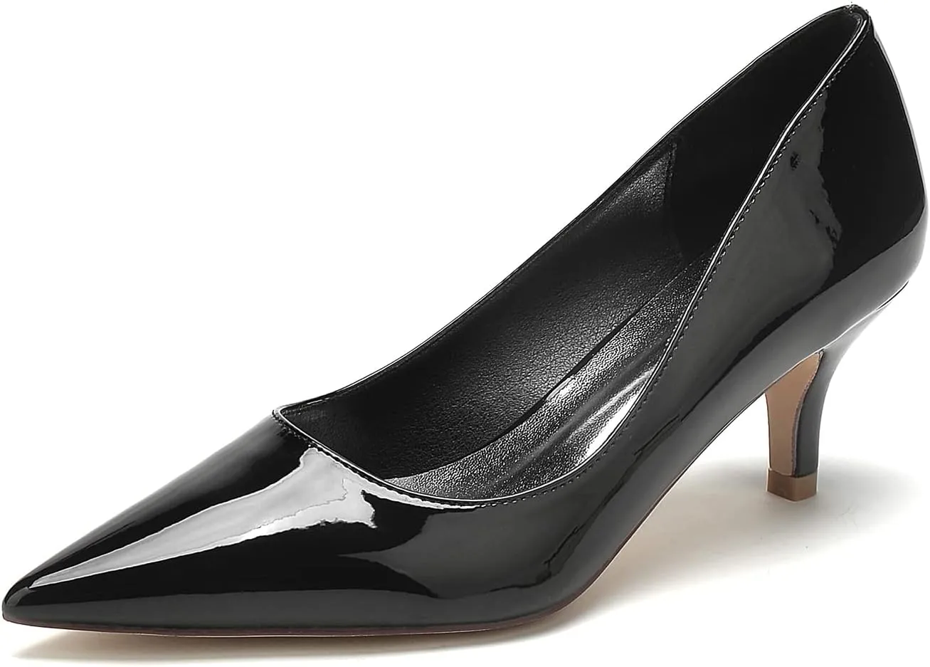Heeled Sandal Patent Leather Shoes for Women Heels Pointed Toe Closed Toe Sandals Pumps with Kitten Heel Wedding Dress Shoes for Bride
