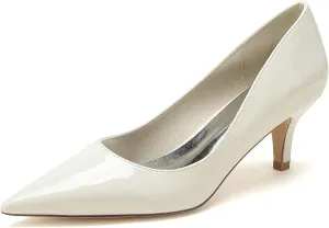 Heeled Sandal Patent Leather Shoes for Women Heels Pointed Toe Closed Toe Sandals Pumps with Kitten Heel Wedding Dress Shoes for Bride