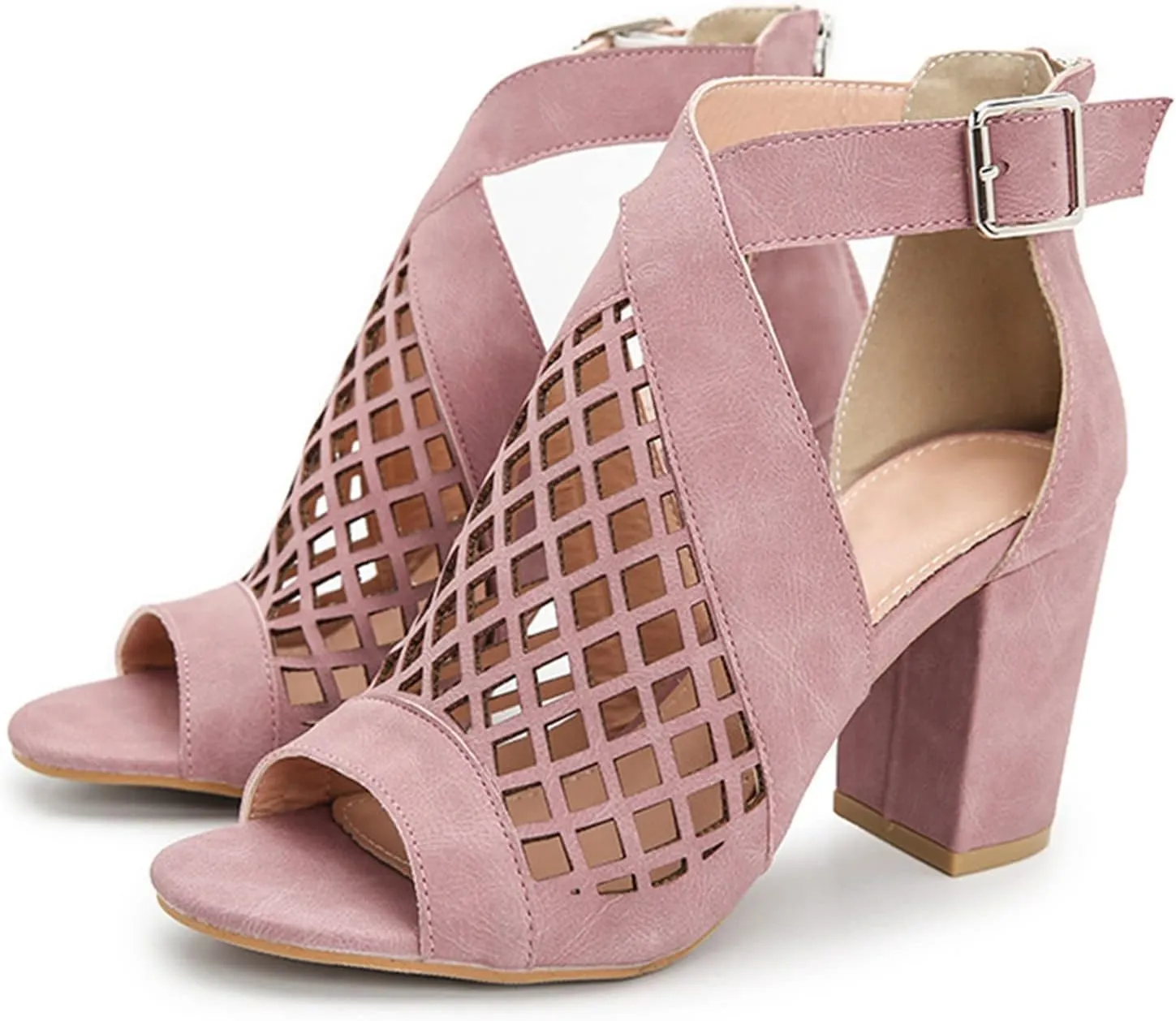 Heeled Sandals with Ankle Straps Leather for Women's Strappy Sandal Minimalist Heeled Shoes for Woman Shoe Dressy Summer Heeled