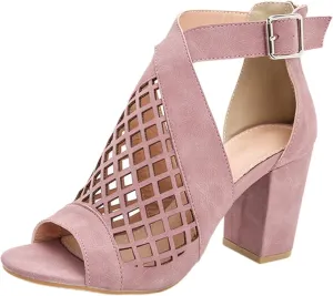 Heeled Sandals with Ankle Straps Leather for Women's Strappy Sandal Minimalist Heeled Shoes for Woman Shoe Dressy Summer Heeled