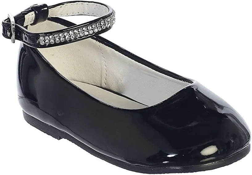 iGirlDress Baby Girls Toddler Patent Rhinestone Ankle Strap Flats Dress Shoes (1 Infant-8 Toddler)