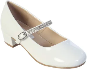 iGirlDress Little Girls Big Girls Patent Heel with Rhinestone Strap Flower Girls Mary Jane Shoes (Size 9-5 Youth)