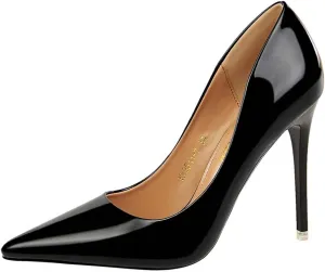 JOEupin Women's Dress Shoes Shiny Pumps Stiletto Fashion Party High Heels Pointed Toe Metallic Club Shoes