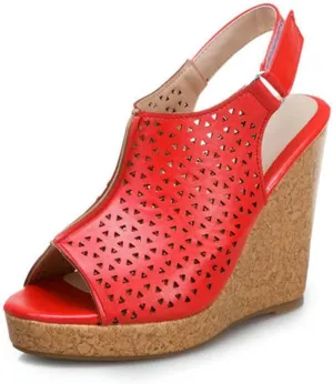 JOEupin Women's Peep Toe Wedge Sandal with Adjustable Strap